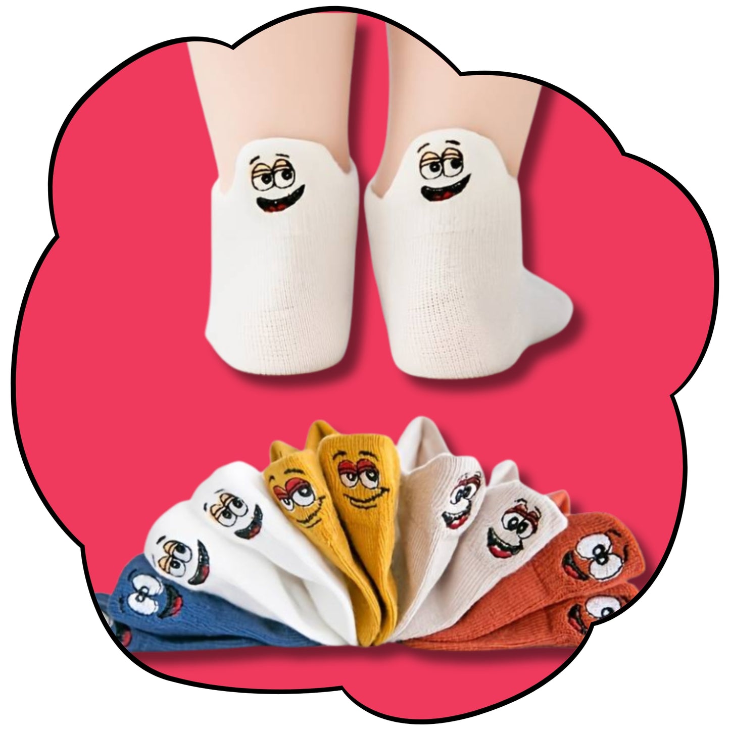 5 Color Pack Kid Smiley Sox