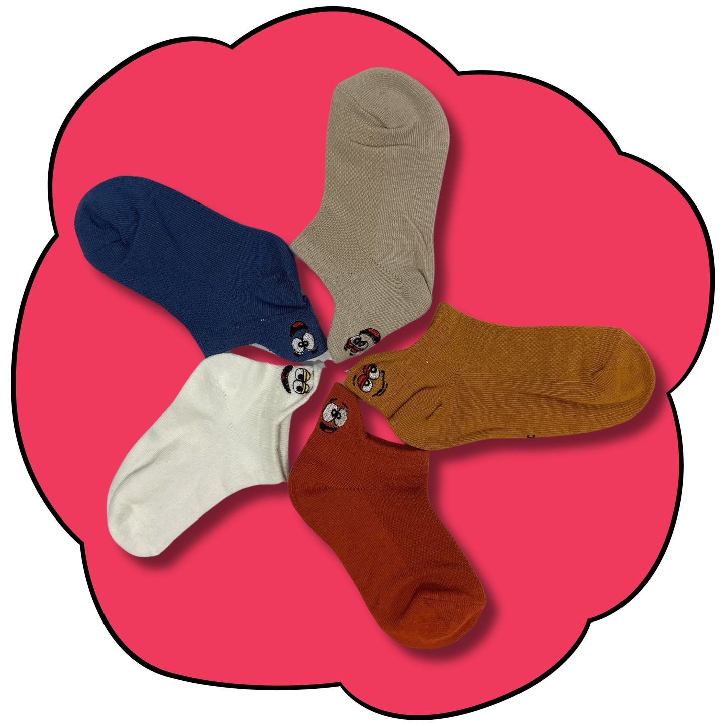 5 Color Pack Kid Smiley Sox 4