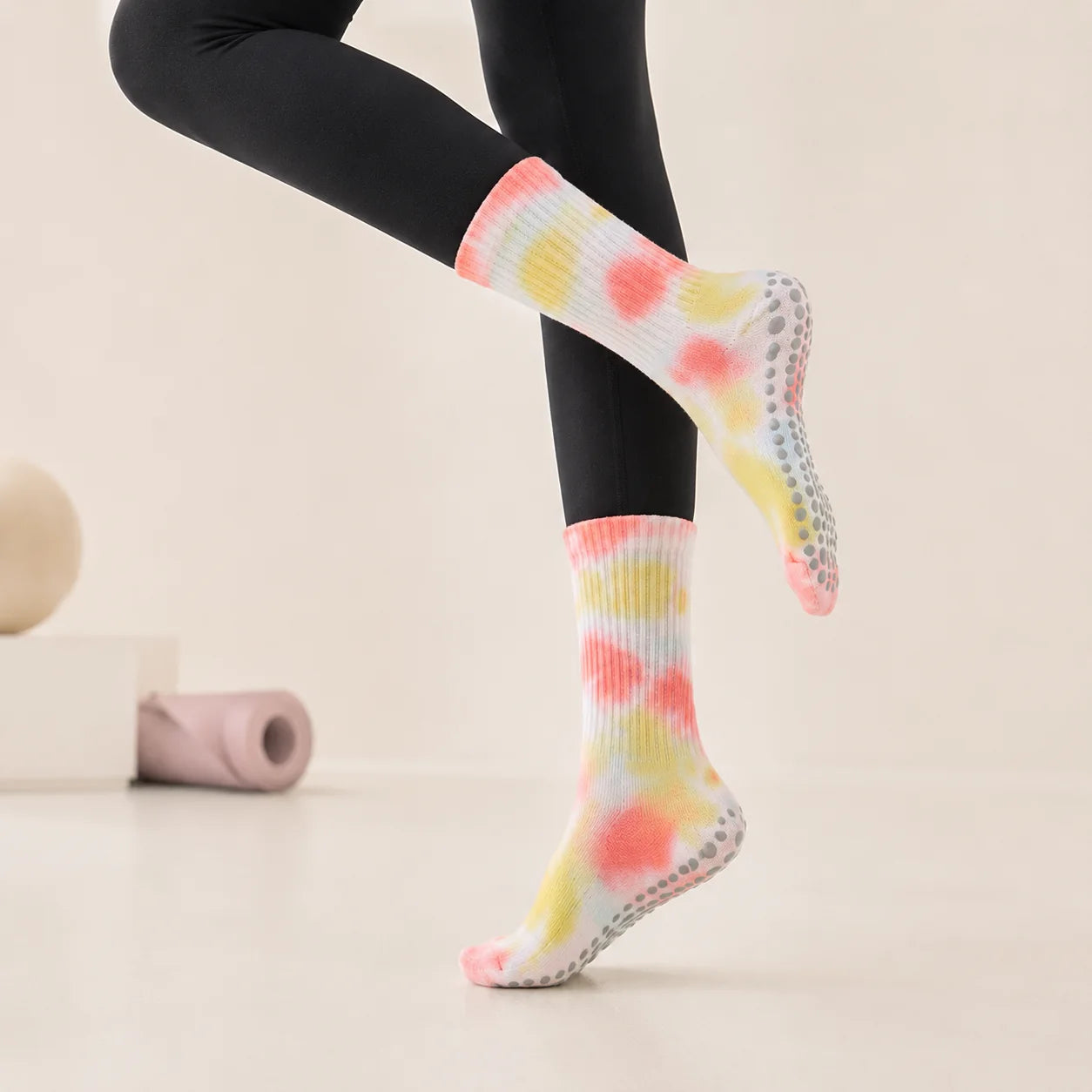 Pastel Tie-Dye Crew Grip Socks