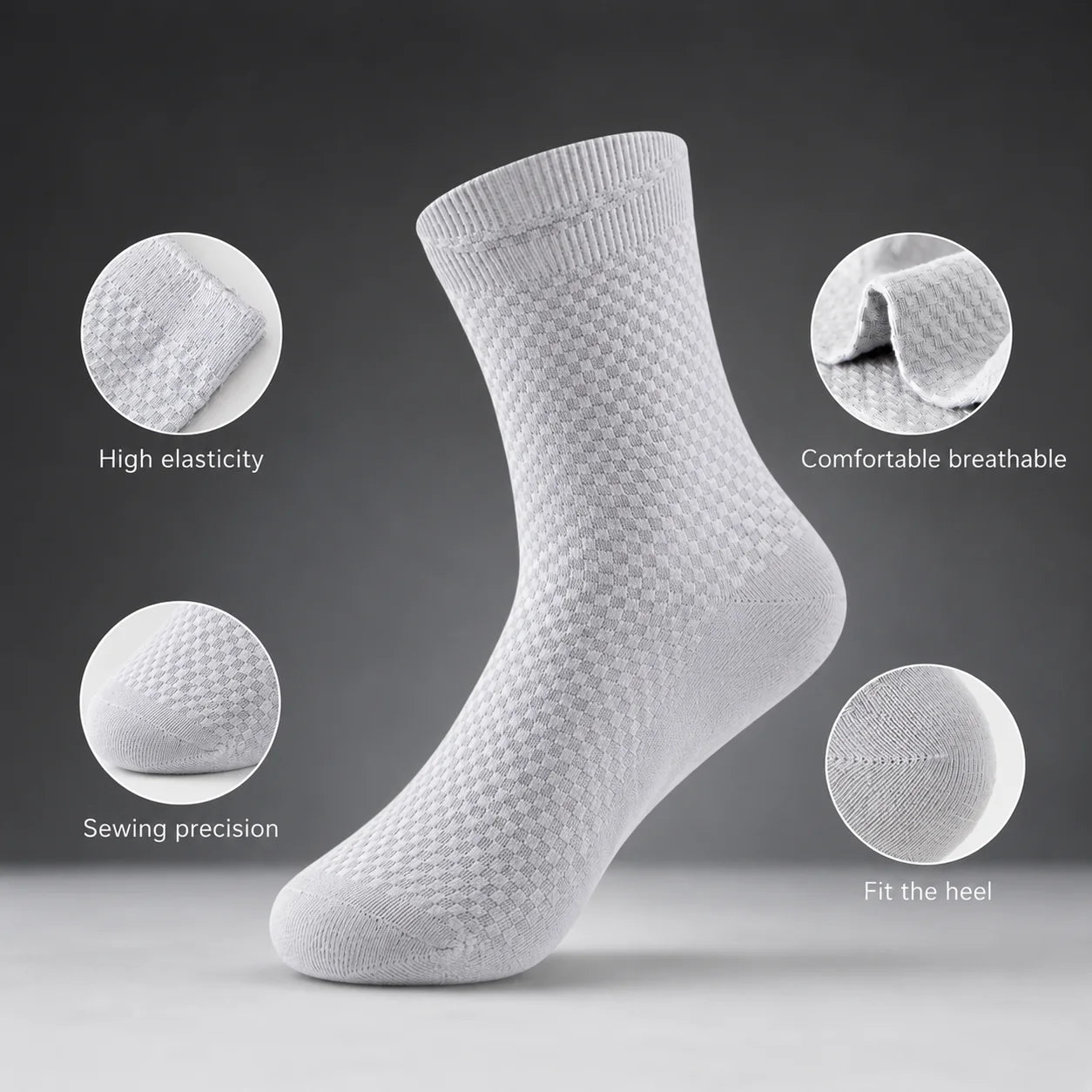 5 Pack Men’s Bamboo Fibre Crew Socks